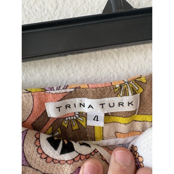 Trina Turk Delano Shorts Women's 4 Colorful Geometric Floral 70's Boho Retro - Picture 2 of 4